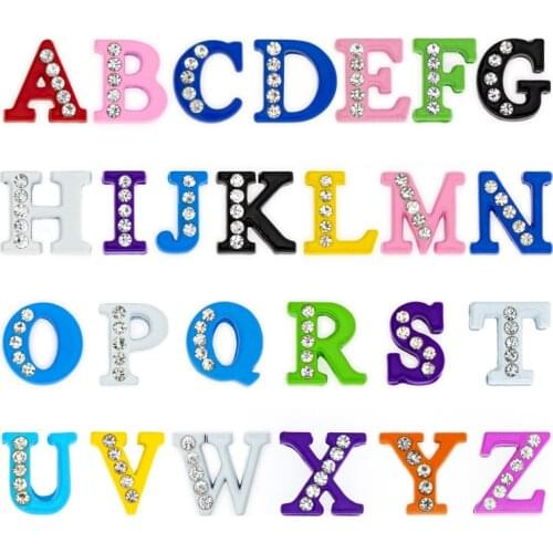 10 piece Internal Dia Colorful 8mm slide Charm Colorful English letters DIY Accessories fit 8mm wide belt pet collar