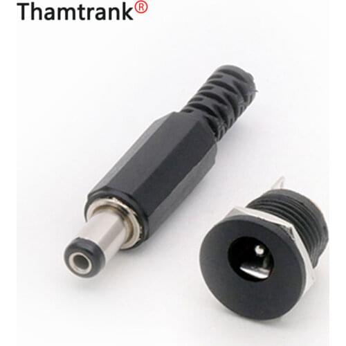 10pcs/lot 5PCS 5.5mm x 2.1mm DC Power Male Plug +5Pcs Screw Lock DC 5521 Female Socket Chassis Panel Mount