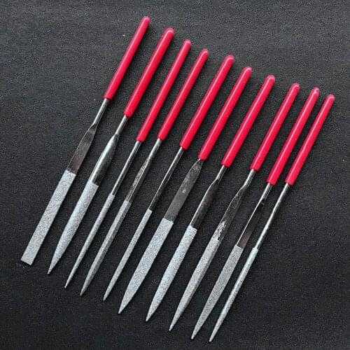 10pcs Mini Files Titanium Diamond Coating Needle Flat File Set Metal Working Craft Polished Tools Sharpening Tool File