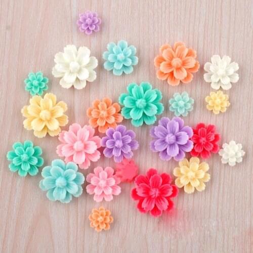 200pcs blooming sakura resin flower cabochon mix sizes13-25mm perfect for making hairpins and necklaces