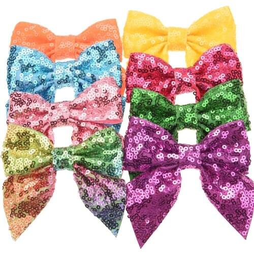 5PCS 3.6inch Glitter Ribbon Bows Cute Hair Accessories Boutique Hair Bow Hair Flower Hairclip for Baby Girl Head Wrap
