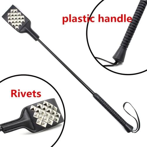 53CM Rivets Paddle Whip PU Leather Sex Whip Flogger Riding Crop Whip Aids Spanking BDSM Paddle Whip Sex Products For Couples