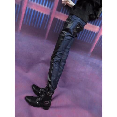 D01-P093 children handmade toy 1/3 Uncle Doll Accessories BJD/SD doll clothes Denim stitching leather pants 1pcs