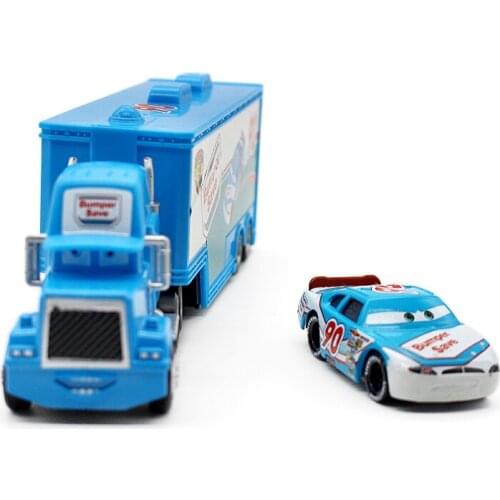 Disney Pixar Cars 2Pcs/ Lot No.90 Mack Truck+Small Car Bumper Save 1:55 Diecast Metal Alloy Modle Car Toys Gifts For Kids