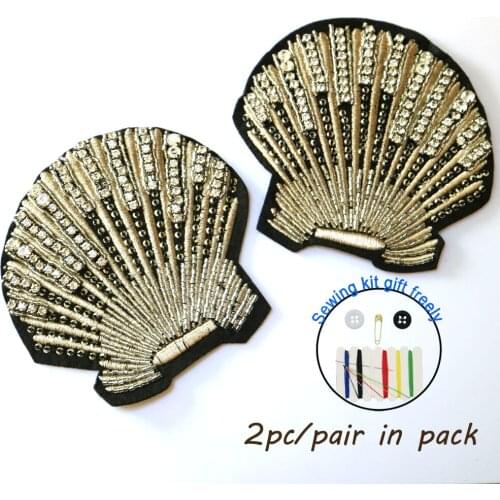 2pcs/set black Beaded epaulette for nightblub clothes Punk retro epaulets DIY Fashion Badge Epaulets Shoulder Patches appliques