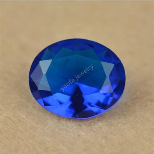 Hot Sale 2x3~15x20mm 5A New Blue Color Glass Beads Oval Shape Brilliant Cut Loose Synthetic Glass Gems Stone For Jewelry
