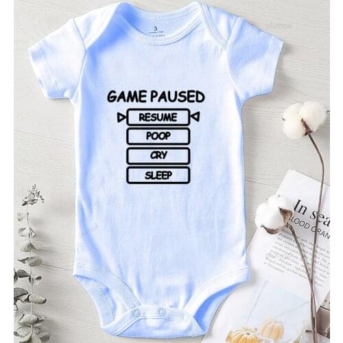 Game Paused Letter Printed Ropa De Recien Nacido New Born Baby Boy Clothes Romper for Babies One Piece Jumpsuit Girls Outfits