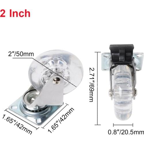 4/1Pack 2 inch 360 Degree Swivel Caster Wheels with brake no brake Heavy Duty No Noise Wheel For Furniture Cabinet Sofa Caster