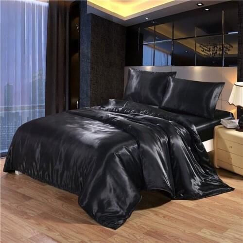 Write Black Bedding Sets King Double Size silky feel Summer Used Cold Bed Linen China Luxury Bedding Kit Duvet Cover Set