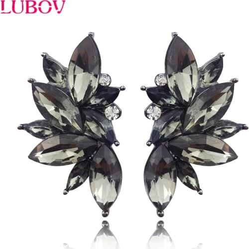 LUBOV 2018 Trendy Angel Wing Design Opal Stone Stud Earrings Women Elegant Crystal Earrings Christmas Gift Jewelry