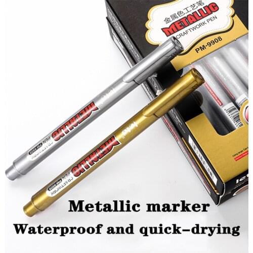 Metallic Painting Marker Gold &Silver Set Writing Pens Signature Graffiti Black Card DIY CD Album Color Pen Boxed Art Supplies