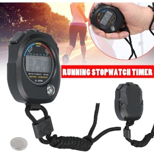 Multifunction Sports Digital Stopwatch Time Counting Watch Pocket Timer Handheld LCD Chronograph with String For Sports Supplies