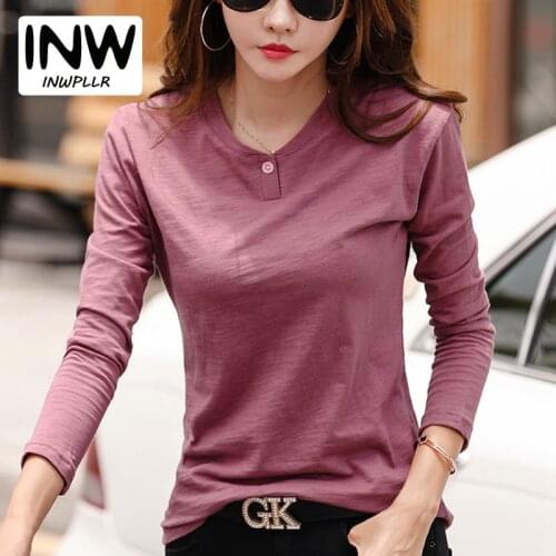 Fashion Women Tshirt Plus Size Long Sleeve Female T-shirt Green Cotton Tops Tees Camiseta Mujer 2019 Casual T-shirts Femme