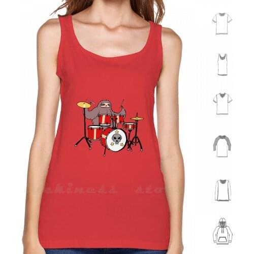 Drum Set Sloth Tank Tops Vest Sleeveless Sloth Sloths Animal Animals Drum Drummer Drummers Drums Drumming Drumset Drum Set
