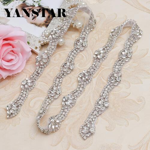 YANSTAR Wholesale Appliques Trim By The 10Yards *2cm For Bridal Belt Rose Gold Crystal YS801