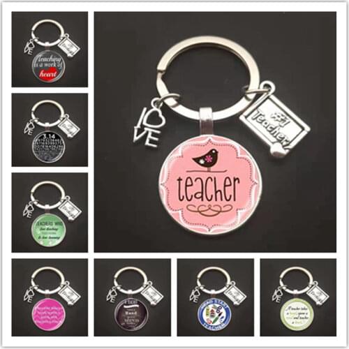 A great teacher holds the hand to open the heart contact heart keychain, love teacher, teachers day gift. Thank you, teacher