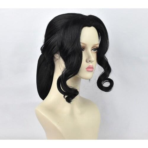 Anime Demon Slayer Cos Wig Kimetsu No Yaiba Kibutsuji Muzan Cosplay Black Long Curly Hair Halloween Cos Accesory Headgear
