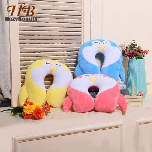 Cute Penguin Cartoon U-shaped Neck Support Pillow Kawaii Animal Cotton Soft Travel Plush Pillows for Office Nap Car Air Flight