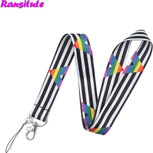 Ransitute Gay Series Mobile Phone Lanyard Multifunction Key ID Card Mobile Phone Belt Fashion Neckband Webbing Lanyard R815