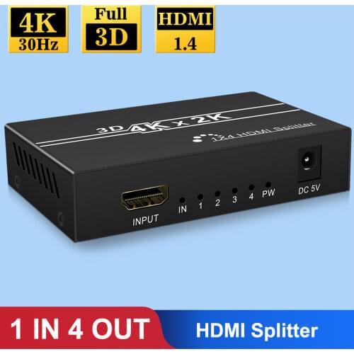 HDMI Splitter 1x4 Audio Extractor HDMI 1.4 4K Swicher 1 IN 4 OUT HD Video Splitter Audio Sync For HDTV DVD PS3 Xbox