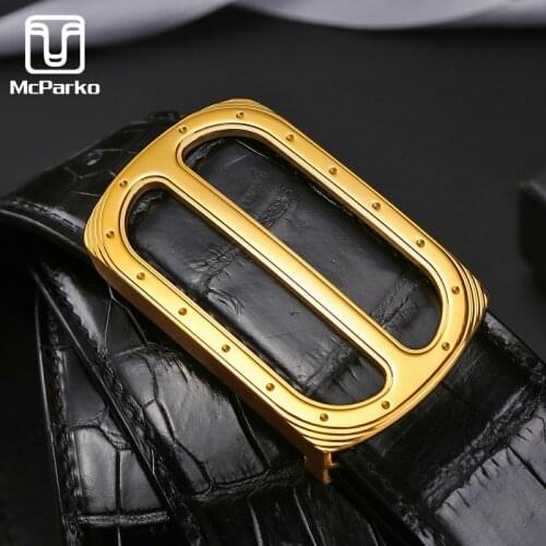 McParko Genuine Crocodile Leather Belt For Men New Luxury Designer Brand Belts Custom Name Initials Gift Waist Belt For Business