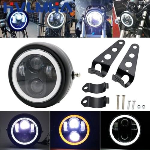 5.75"/6.5 Inch LED Head lamp DRL Halo Ring High Low Beam Side Mount Bracket For Harley Motorcycle Headlight with turn signal