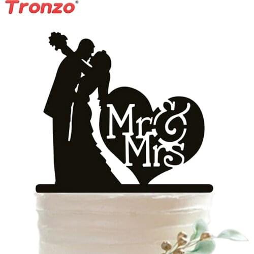 Tronzo New Romantic Wedding Cake Topper Acrylic MR MRS Lovely Wedding Decoration Cake Accessory Table Decor