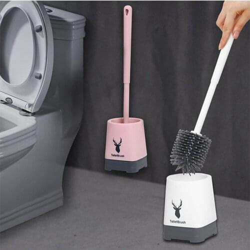 WC PP Toilet Brush Soft Bristles Brush Quick Draining Drainable Wall-Mount Floor-Standing WC Accessories Bathroom Accessories