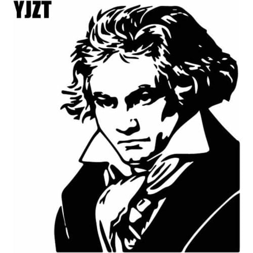 YJZT 11.9CM*15.8CM World Quotes Ludwig Van Beethoven Vinyl Decal Art Car Sticker Black/Silver C27-0242