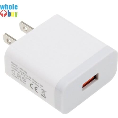 50pcs Single USB Charger 2A Fast Charging Travel US Plug Adapter Portable Wall Charger Mobile Phone Cable for Iphone Samsung