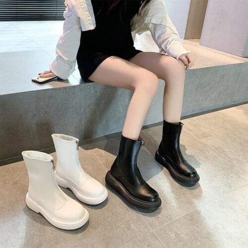 2021 Fashion Cool Popular Women Mid-Calf Boots Autumn Winter Newest Front Zipper Genuine Brand Design Shoes Woman