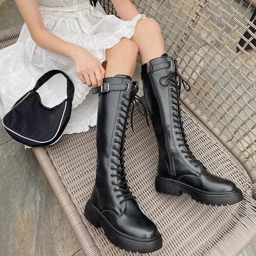 Knight Boots Women 2021 New Ladies High Boots Leather High Heels Fashion Ladies Riding Boots Plus Size Round Head