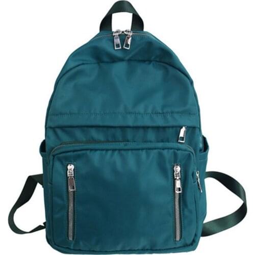 Women Casual Waterproof Zip Backpack Student Travel Multi-pocket School Bag Pack