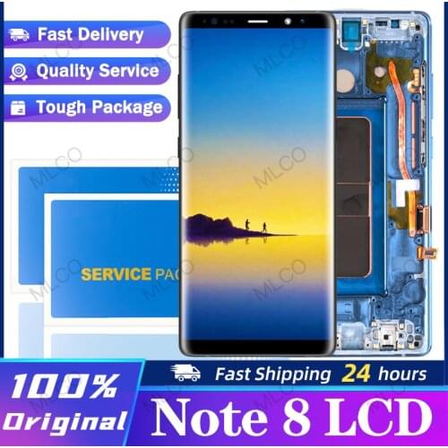 Original 6.3'' Super Amoled LCD with frame for SAMSUNG Galaxy Note 8 Touch Screen Display Digitizer Assembly Replacement Parts