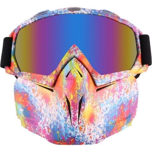 Winter UV400 Windproof Ski Glasses with Detachable Mask Anti-fog Skiing Snowboard Goggles Outdoor Snowmobile Motorcycle Eyewear
