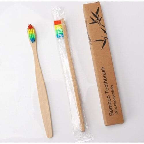 1@# 1PC Colorful Toothbrush Natural Bamboo Tooth Brush Set Soft Bristle Charcoal Teeth Eco Bamboo Toothbrushes Dental Oral Care