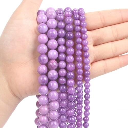 1Strand/Lot 4/6/8/10mm Natural Stone Purple Mica Round Beads Loose Spacer Bead For Jewelry Making DIY Accessories