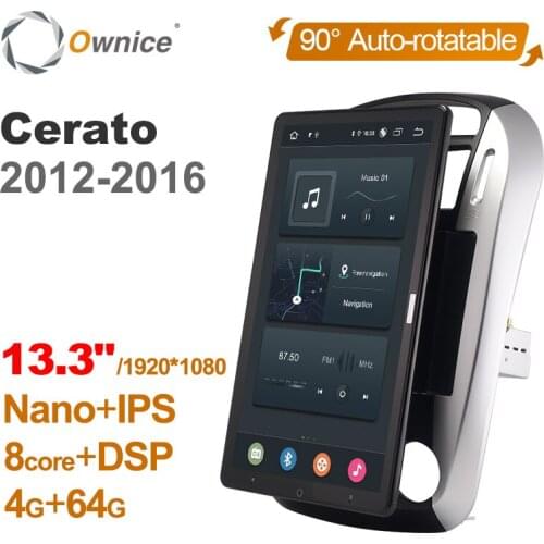 1920*1080 Android 10.0 Ownice 13.3 Inch Rotation Autoradio 1 Din for Kia cerato 2012 - 2016 Car Radio Auto GPS Multimedia DSP