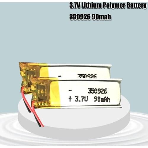 3.7V 90mAh Li-ion Battery 350926 Lithium Polymer Rechargeable Battery for MP3 MP4 MP5 bluetooth headset smart bracelet