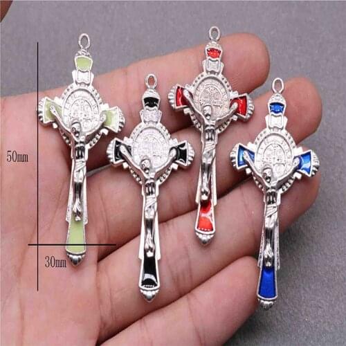 50 pieces / Religious Saint Benedict Cross Medal, Jesus Cross Medal Amulet