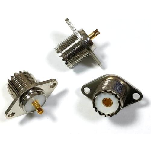 50pcs COPPER UHF SO239 female 2-holes Flange solder Panel mount adapter