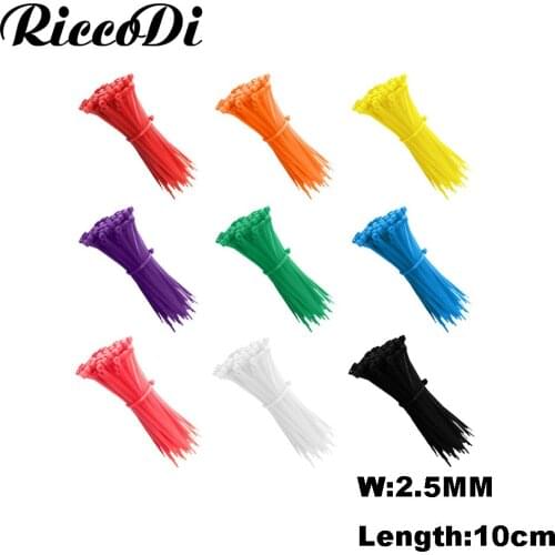50Pcs/bag 8 Color 2.5mmx100mm 2.5mm*100mm Self-Locking Nylon Wire Cable Zip Ties Cable Ties White Black Organiser Fasten Cable