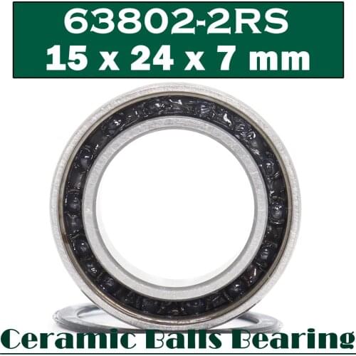 63802 Hybrid Ceramic Bearing 15*24*7 mm 1 PC Double Row Sealed Angular Contact Si3N4 Ball Bearings 3802 RS 3802-2RS