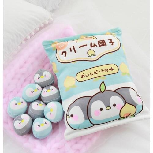 8pcs cute Penguin Stuffed Toys in a Bag Stuffed Animal Pillow Penguin Anime brown Bears Snack Pudding Creative Cushion