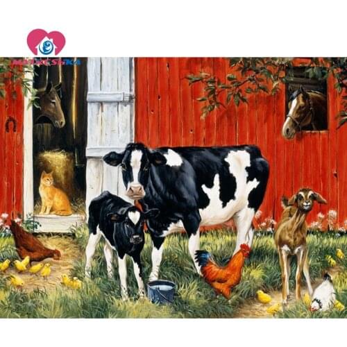 Diamond embroidery animals cow Diamond mosaic sale mosaic almaznaya Pictures of crystals Cross Stitch Sets full square rhineston