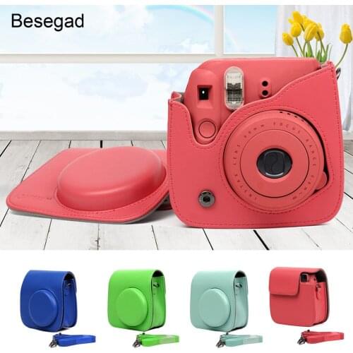 Besegad PU Leather Bag Case Cover Pouch Protector for Polaroid Fujifilm Instax Mini 9 Mini9 Instant Print Digital Camera