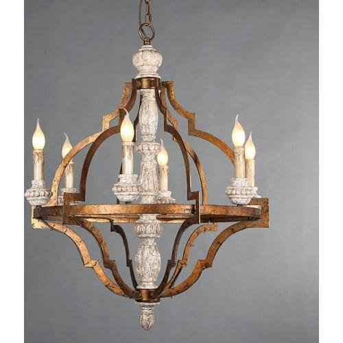 Living room Wood chandeliers golden lighting large vintage hanging light suspension retro chandelier classic french big lighting