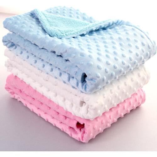 Baby Blanket & Swaddling Newborn Thermal Soft Fleece Solid Bedding Set Cotton Quilt