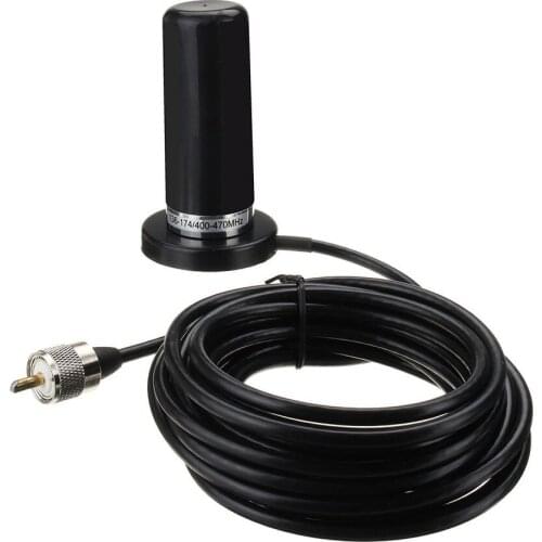 Dual Band Vehicle Car Antenna Mobile Radio Magnetic Mount Base Cable w/ Sucker