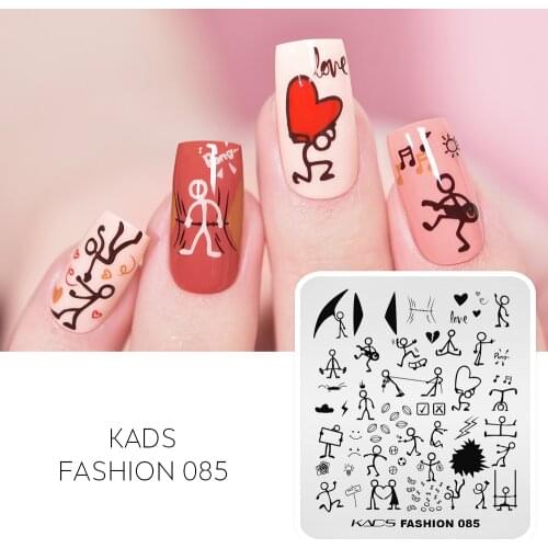 KADS Nail Art Template Fashion 085 Nail Stamping Plate Cute Cartoon Smile Heart Image Nail Art DIY Manicure Tool Stencil Plate